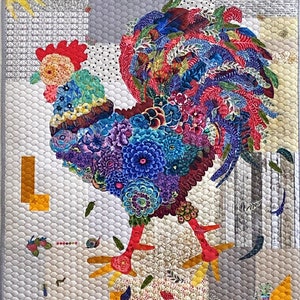 Doodle Doo (Rooster) Collage Quilt Kit by Doris Rice, Certified Collage Quilt Instructor