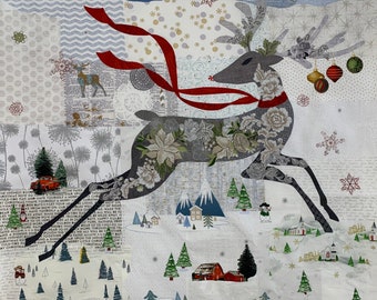 Peppermint (Reindeer) Collage Quilt Kit by Doris Rice Certified Collage Instructor