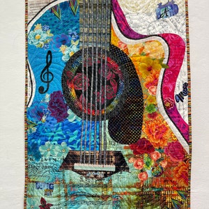 Guitar Collage Quilt Kit by Doris Rice, Certified Collage Quilt Instructor