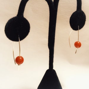 Carnelian Minimalist  Sterling Silver Drop Earrings