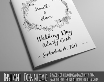 Wedding Coloring Book, Printable Activity Pages for Kids, Instant Download, Children's Reception Games,