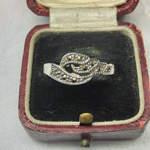 Pretty Vintage, Women&#39;s Sterling Silver and Natural Sparkling Marcasite Band Ring. UK size P 1/2, US size 7 3/4.
