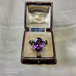Glamorous 1978 Vintage Sterling Silver and Large Natural Faceted Topaz Statement Ring.