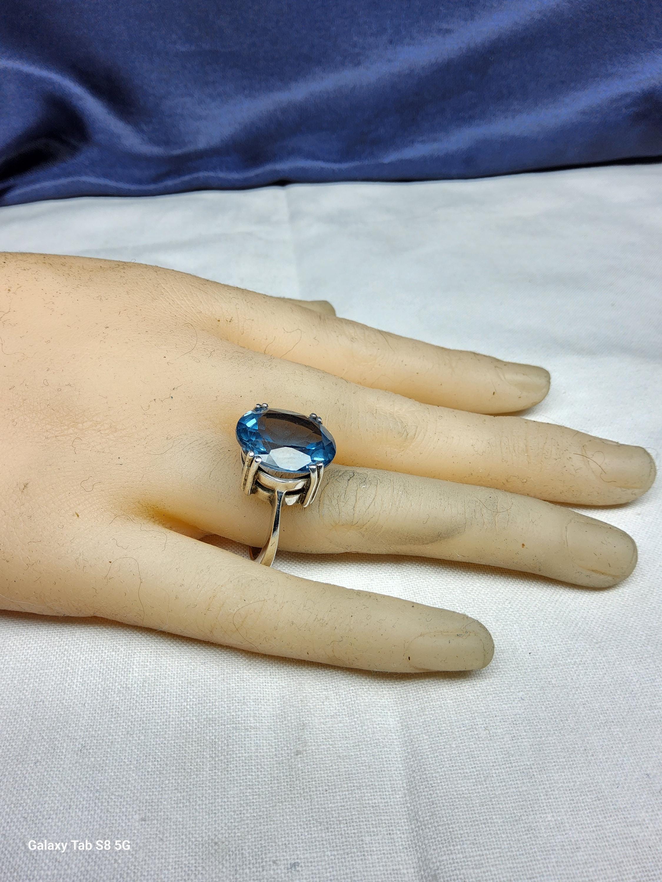 見事なヴィンテージ、女性用スターリングシルバーと大きな天然