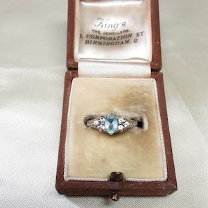 Stunning Vintage Gold, Natural Cubic Zirconia and Natural Blue Topaz Ring.