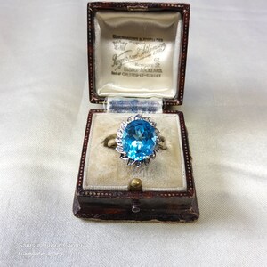 Stunning 2006 Gold,Multi Natural Diamond and Large Natural Faceted Blue Topaz Statement Ring.