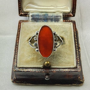 Amazing Vintage, Women&#39;s Sterling Silver and Large Natural Carnelian Statement Ring.
