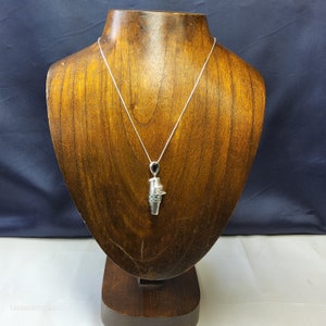 Stunning Vintage, Women&#39;s Sterling Silver, Scottie Dog Whistle Pendant with Emerald Paste Stones and Red Topaz Eyes,with Snake Chain.