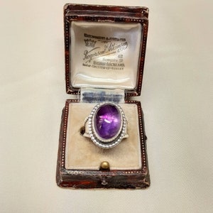 Super Vintage Sterling Silver and Natural Amethyst Statement Ring.