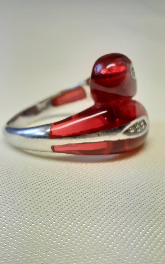 Stylish Vintage Sterling Silver, Red Lucite and R… - image 8