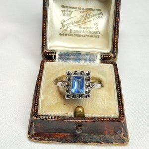 Stunning Art Deco, Antique, Woman's Gold and Silver, Marcasite and Blue Paste Statement Ring.