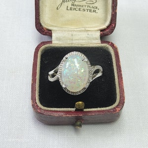 Fabulous Vintage, Women&#39;s Decorative Sterling Silver and Large Faux Opal Statement Ring.