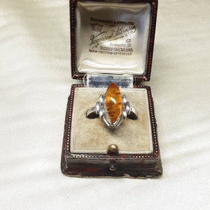 Superb Vintage Polish Sterling Silver and Natural Baltic Amber Statement Ring.