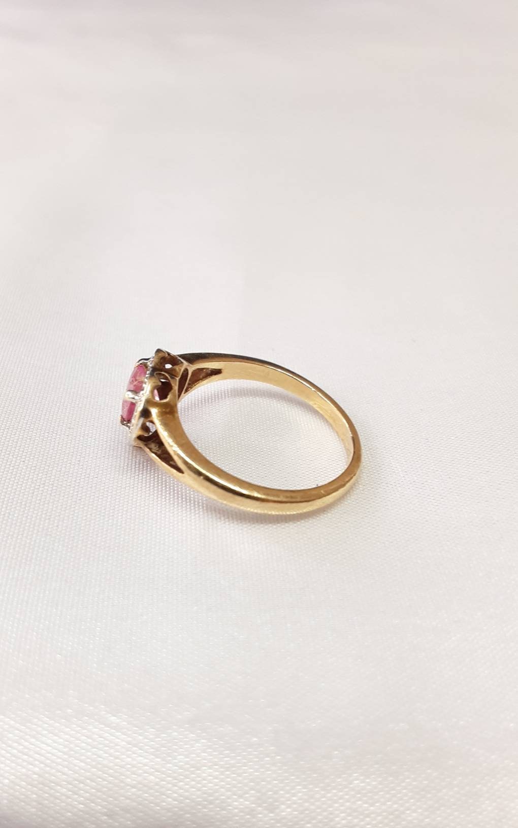 Beautiful Vintage 9ct Gold Diamond and Pink Topaz Ring. - Etsy UK