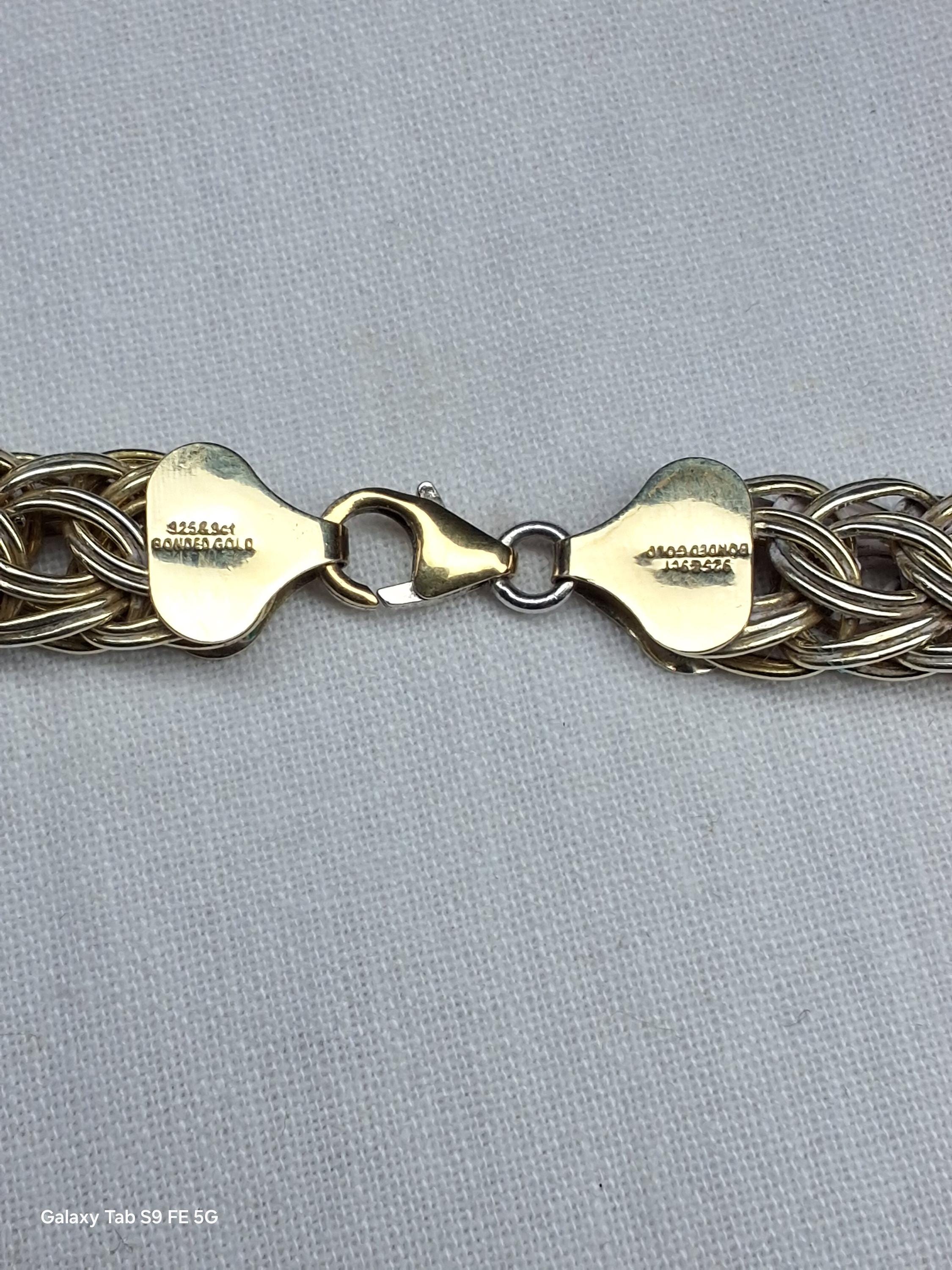 Collier Fantaisie Chaîne Dorée Et Argentée Vintage - Bijou Occasion