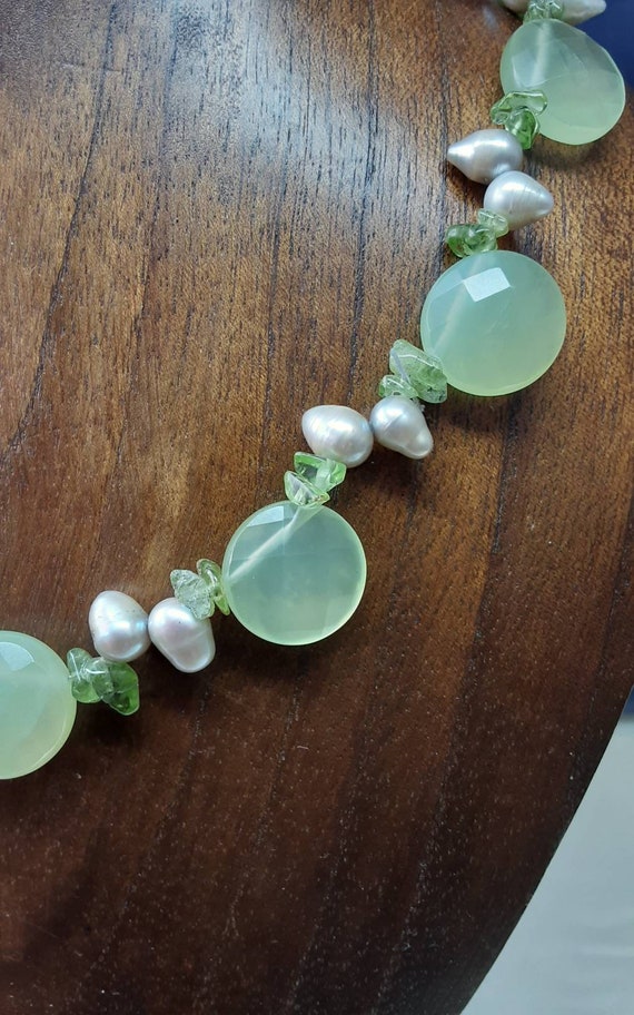 Beautiful Vintage Sterling Silver, Chrysoprase,Pe… - image 3