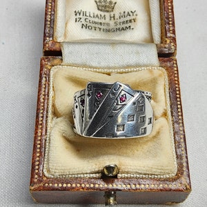 Fantastische vintage damesring van sterling zilver en natuurlijke topaas diamanten kaarten.