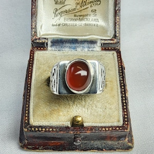 Fabulous 1970s Vintage, Women&#39;s Highly Decorative Sterling Silver and Natural Carnelian Statement Ring.