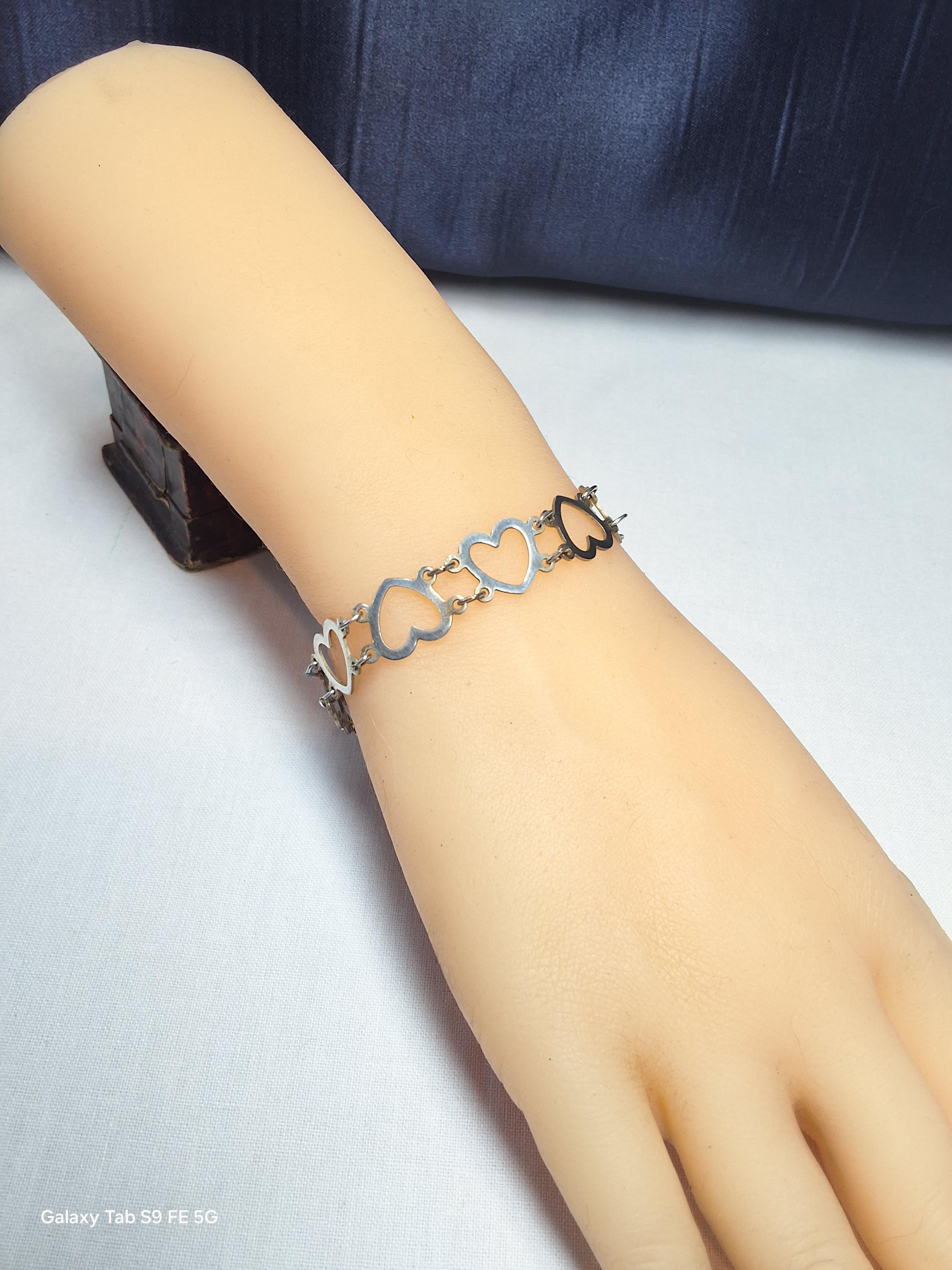 Bracelet Coeur Vintage Argent 925 – Neuf Avec étiquettes, Années 1970, 7 Grammes