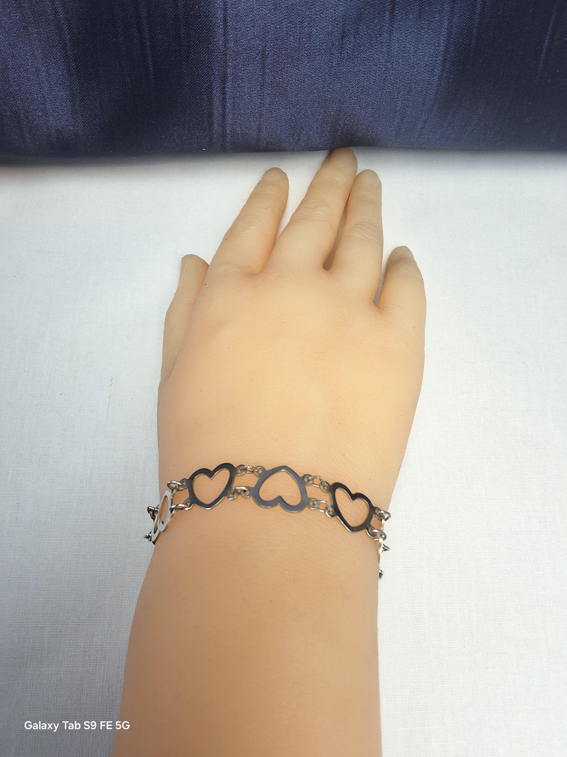 Bracelet Vintage Cœur Années 70 En Argent 925 - Chaîne Neuve 7 Grammes, Marque CM