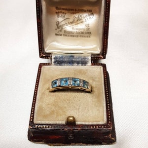 Stunning Vintage Gold, Ice Blue Topaz and Diamond Ring.