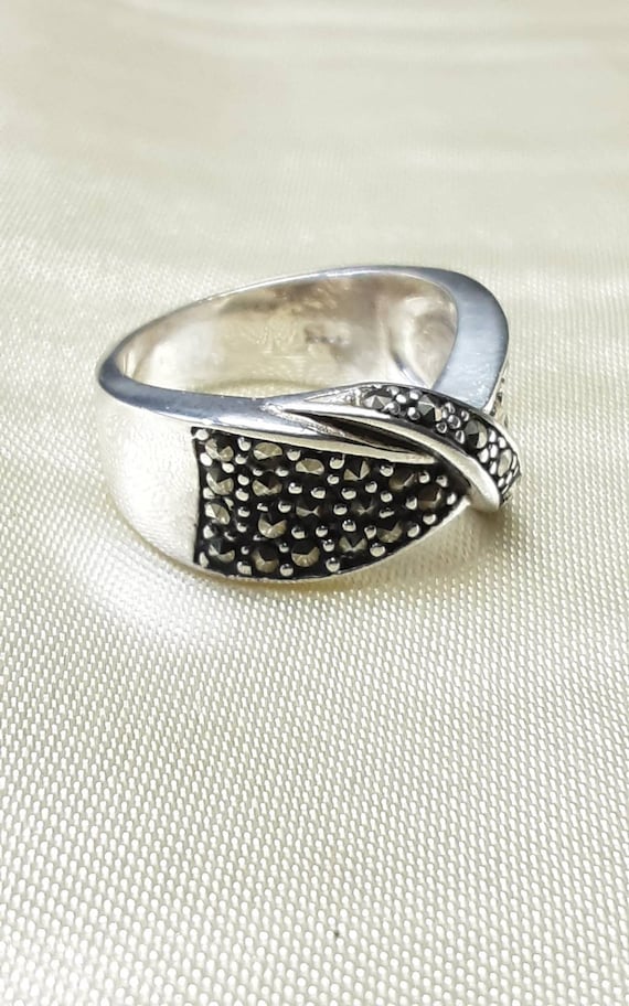 最新情報 Beautiful Etsy - Ring. Marcasite and Silver Sterling Vintage 14号～
