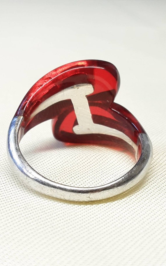 Stylish Vintage Sterling Silver, Red Lucite and R… - image 7