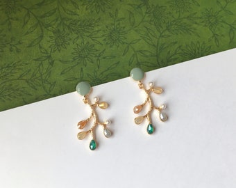 Clip On Double Leaf Earrings Lightweight Clipon or Fish Hook Design Silver Gold Small