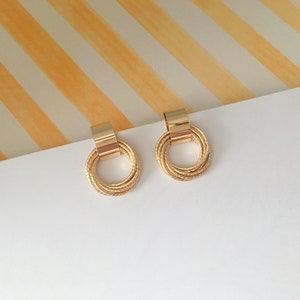 Invisible clip on earrings, Gold Toned Vintage Earrings