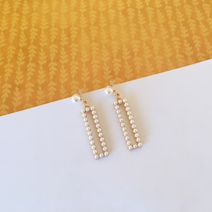 Invisible clip on earrings, Pearl Square Earrings
