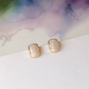 Invisible clip on earrings, White Studs