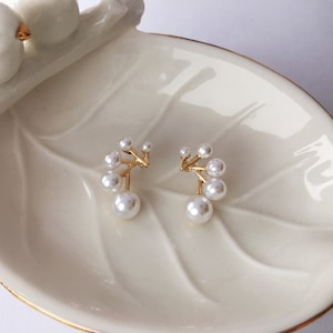 Invisible clip on earrings, Pearl Branch Studs