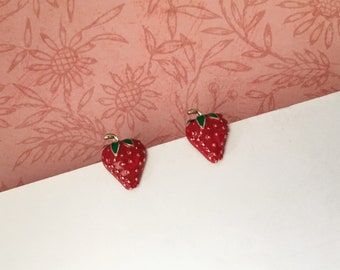 Invisible clip on earrings, Strawberry Studs