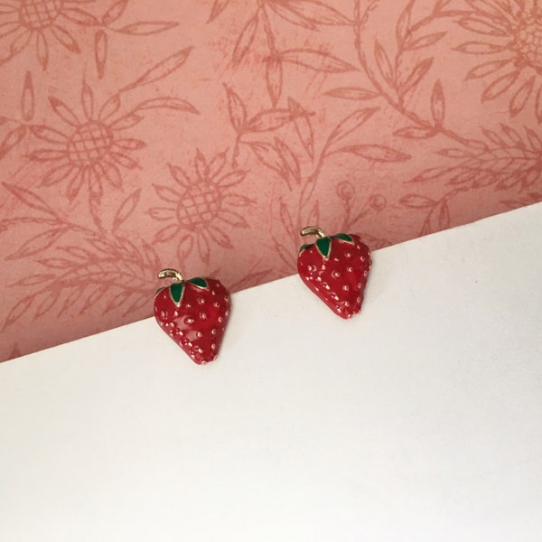 Invisible clip on earrings, Strawberry Studs