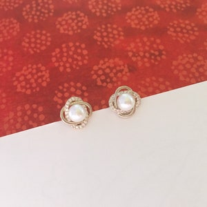 Invisible clip on earrings, Pearl Studs
