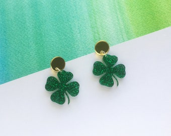 Invisible clip on earrings, Four Leaf Clover Earrings