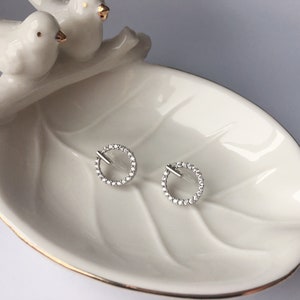 Invisible clip on earrings, Diamond-Design Crystal Circle Earrings
