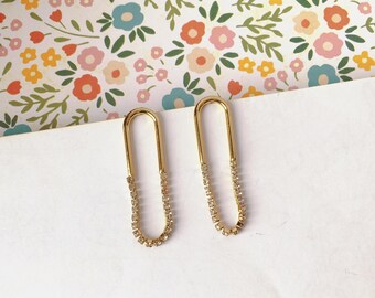 Invisible clip on earrings, Gold Diamond Hoop Earrings