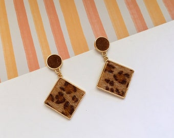 Leopard print shop clip on earrings