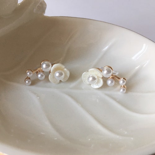 Invisible Clip on Earrings Heart Shape Pearl Earrings Etsy