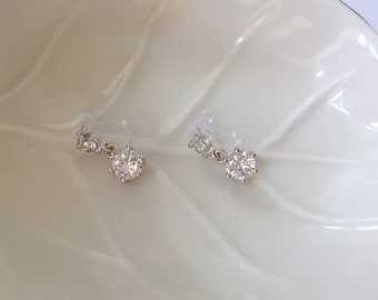 Invisible clip on earrings, Diamond Earrings