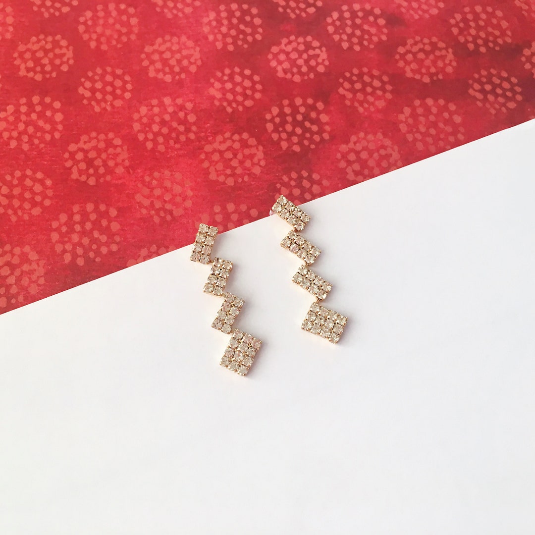 Invisible Clip on Earrings Diamonddesigned Parallelogram Etsy