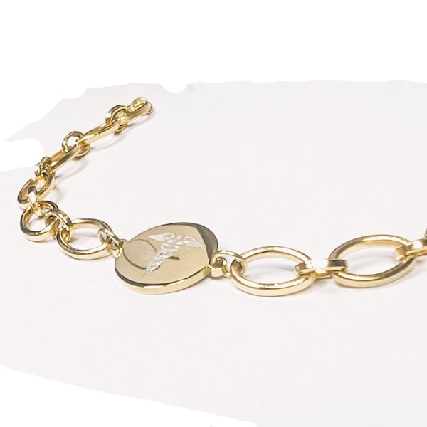 Elegant Medical bracelet available in gold and silver finish. Promotion on new item until March 31, 25% discount with promo code "SAVE25"