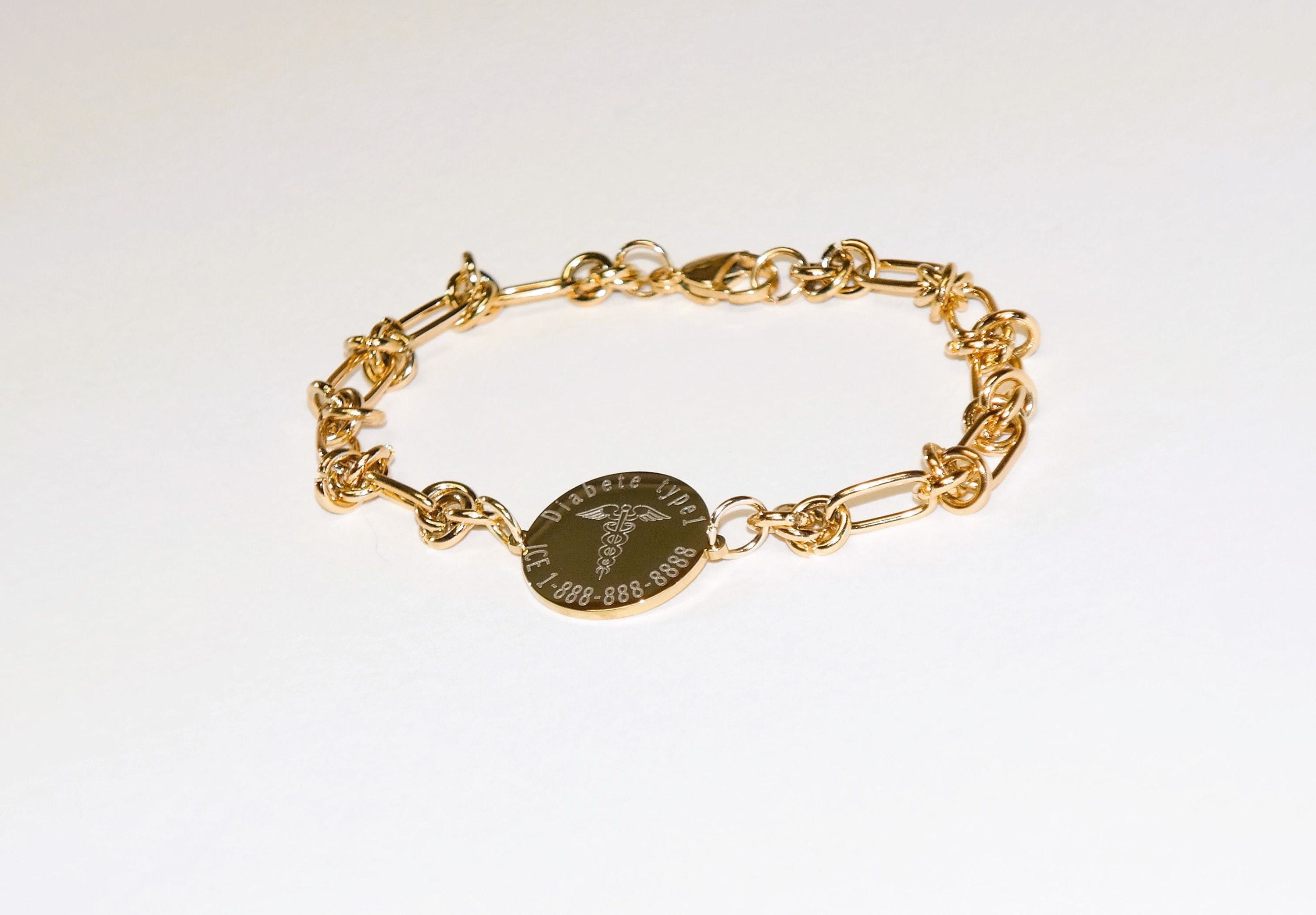 Personalized Medical ID Bracelet: Stainless Steel Knot Chain