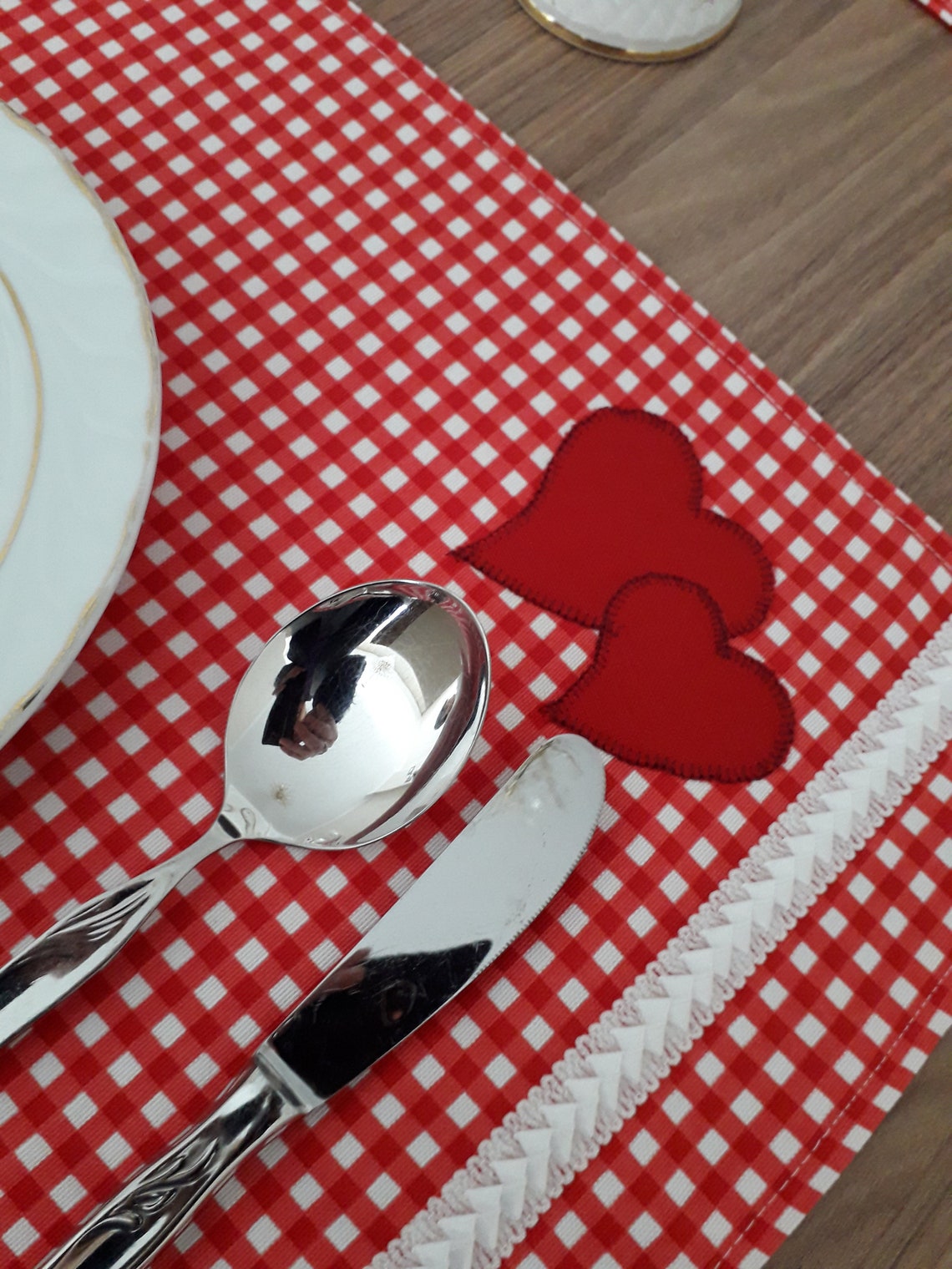 Heart Placemats Valentines Day Placemats Reversible Etsy