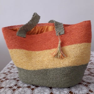 Papiergarntasche, Strandtasche, Häkeltasche, lässige Schulterhandtasche, Geschenk für den Sommer, täglichen Gebrauch, Sommerschultertasche, handgefertigte gefütterte Tasche,