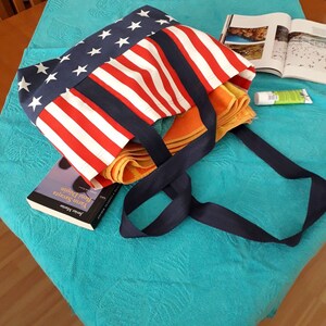 Beach Bag, Cotton Beach Bag, Beach Tote Bag, Pool Bag, Patriotic bag, USA Flag Beach Bag, 4th of July, Weekender bag, Weekender  Tote,
