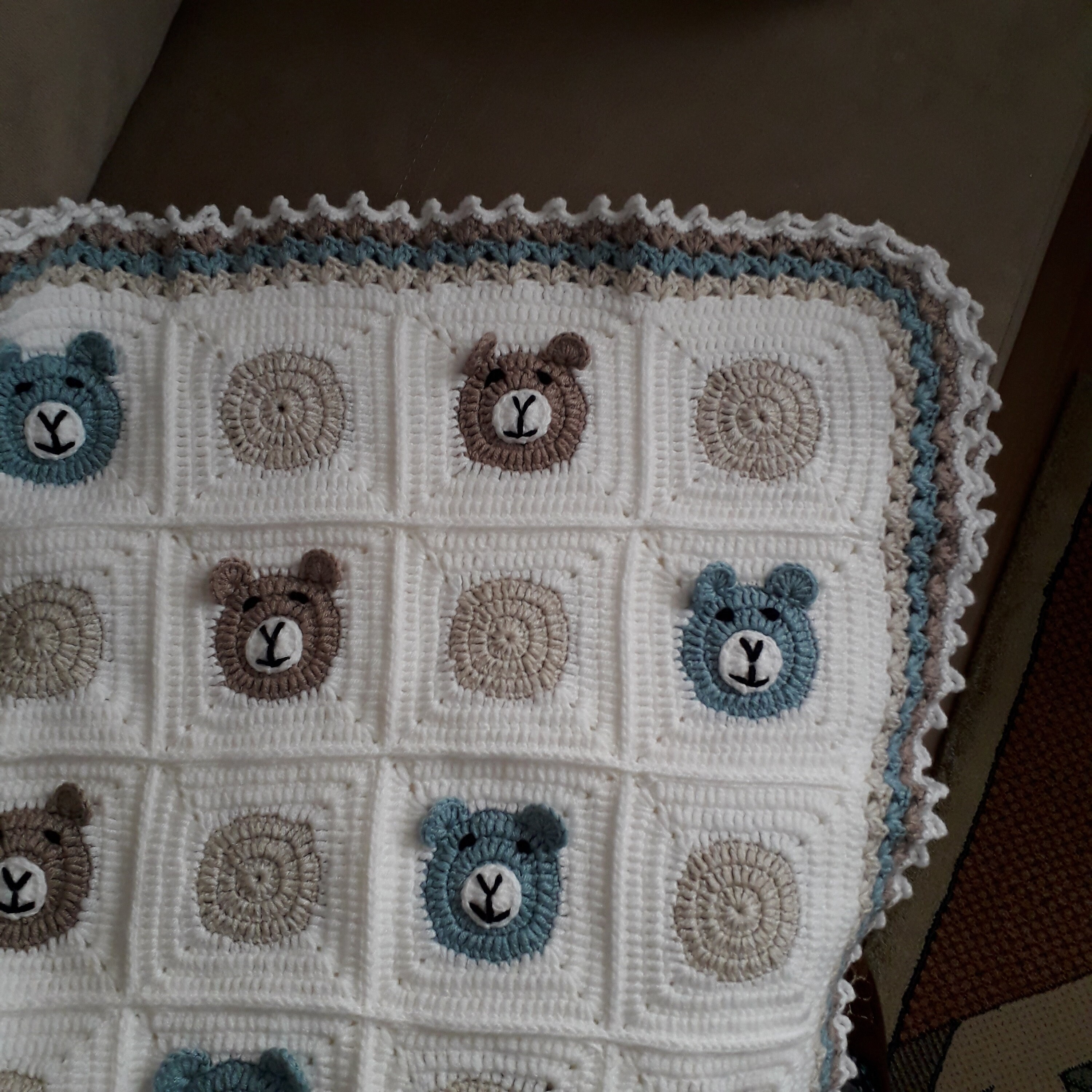 Hand Crocheted Teddy Bear Baby Blanket, Soft and Warm Baby Blanket ...
