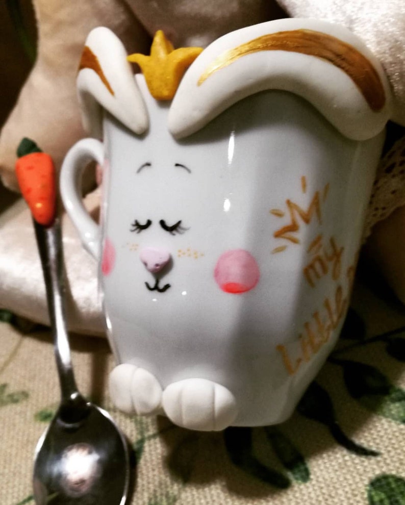 Bunny rabbit mug Handmade Gift polymer clay coffe cup and Etsy