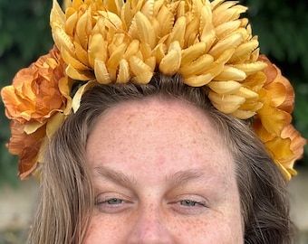 Giant Golden Chrysanthemum Flower Crown